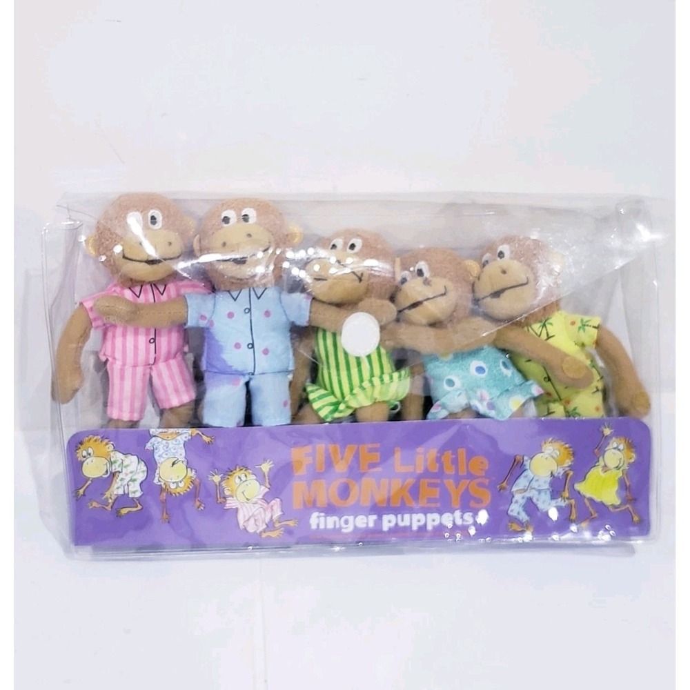 Merry Makers Five Little Monkeys Finger Puppets Set of 5 Plush Storytime Toys